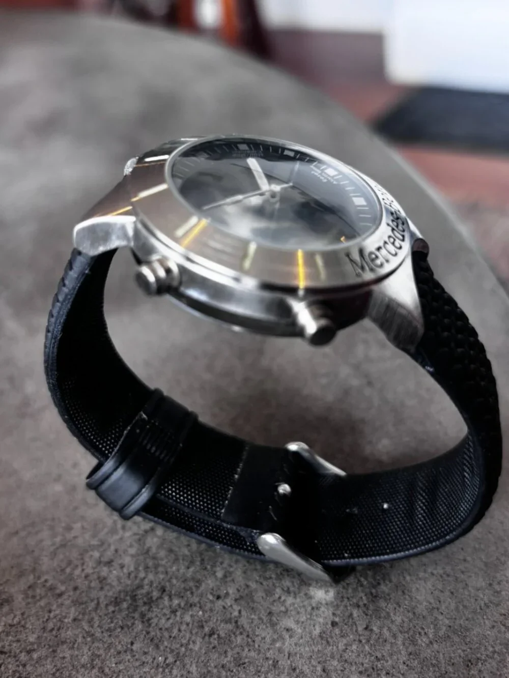 Mercedes-Benz Analog Digital Chrono Silver Tone Watch